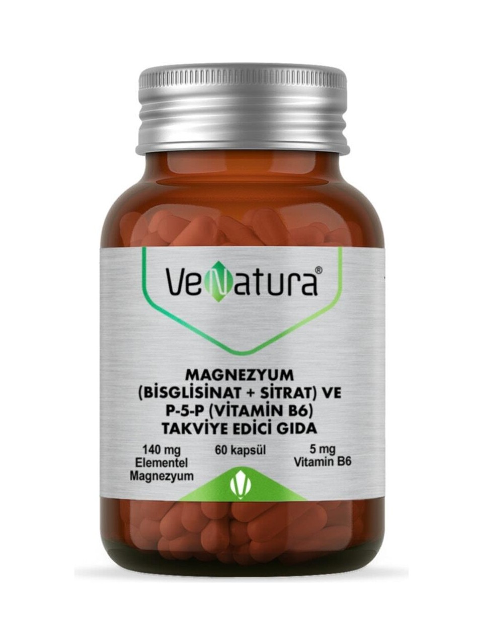 Magnezyum (Bisglisinat+Sitrat) ve P5P (Vitamin B6) 60 Kapsül